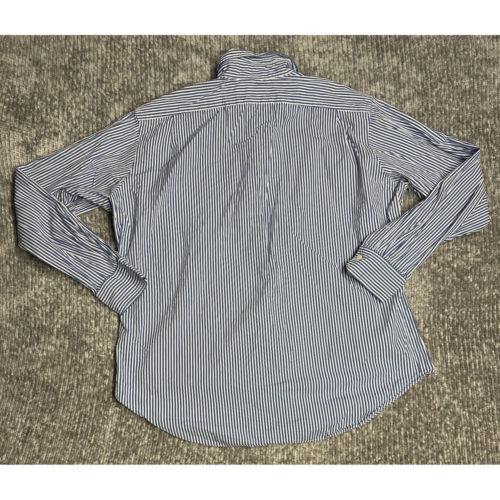 Vintage Polo Ralph Lauren Shirt Classic Fit Blue Button Striped Sz XL